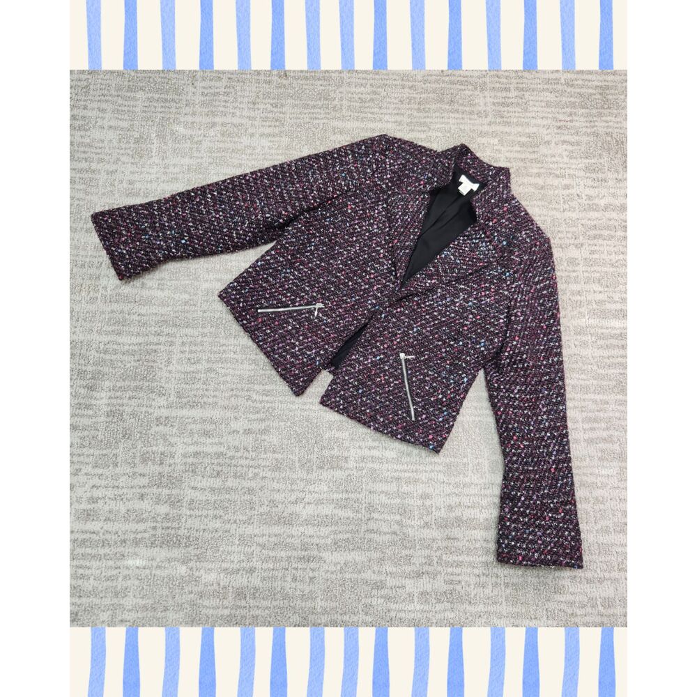 Chico's Women's Sparkle Tweed Jacket purple size 0 or S